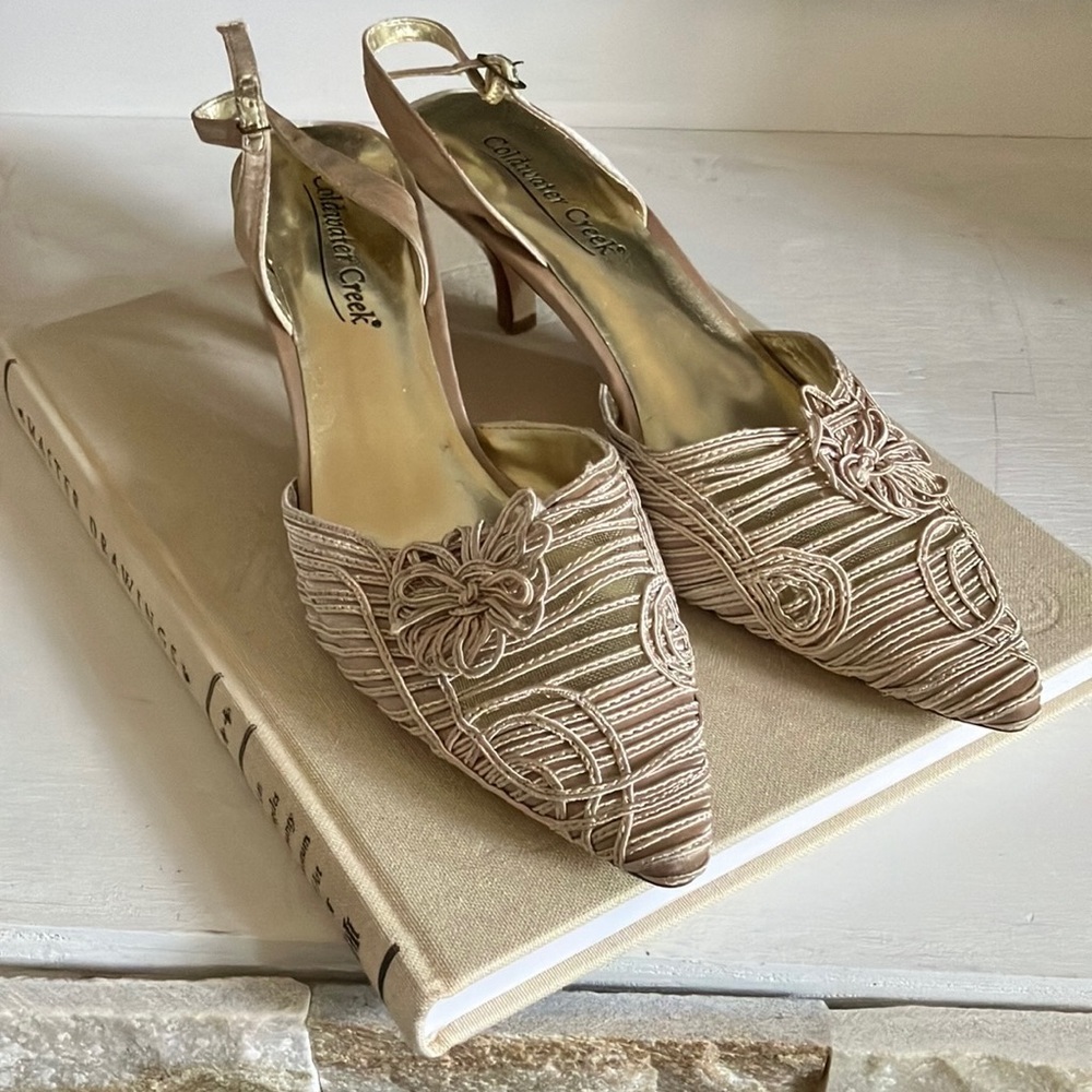 Cottagecore Taupe Kitten Heels